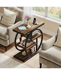 Tribesigns End Table Set of 2, 4-Tier Narrow Side Table, Wood Small Sofa Industrial Bedside for Bedroom