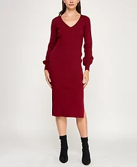 Bcx Juniors' V-Neck Midi Sweater Dress