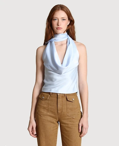 Avec Les Filles Women's Long Tie Halter Top