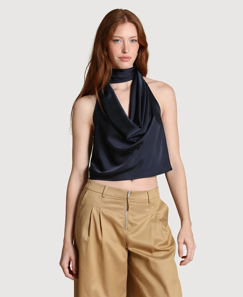 Avec Les Filles Women's Long Tie Halter Top