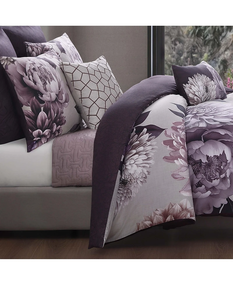 Bebejan Dahlia Bedding 100% Cotton Sateen 5 Piece Queen Size Reversible Comforter Set