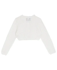 Rare Editions Girls' 2T-6X Crochet Knit Long-Sleeve Cardigan