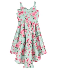Rare Editions Girls' 7-16 Floral Mikado Hi-Lo Bow Dress