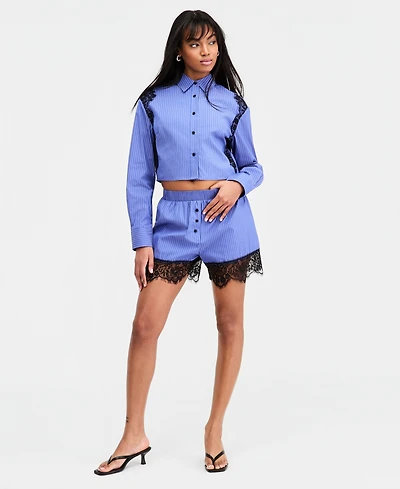 Bar Iii Women's Lace-Hem Pull-On Shorts, Macy's Exclusive