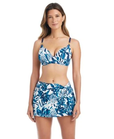 Draft Bleu By Rod Beattie Womens Turning Tides Over The Shoulder Underwire Bra High Waist Swim Skirt