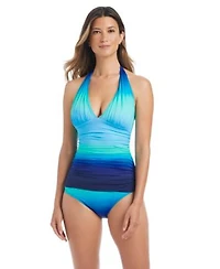 Draft Bleu By Rod Beattie Womens V Neck Tankini Top Full Coverage Hipster Bottoms