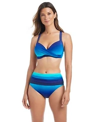 Draft Bleu By Rod Beattie Womens Sweetheart Neck Underwire Bikini Top High Waist Full Coverage Swim Bottoms