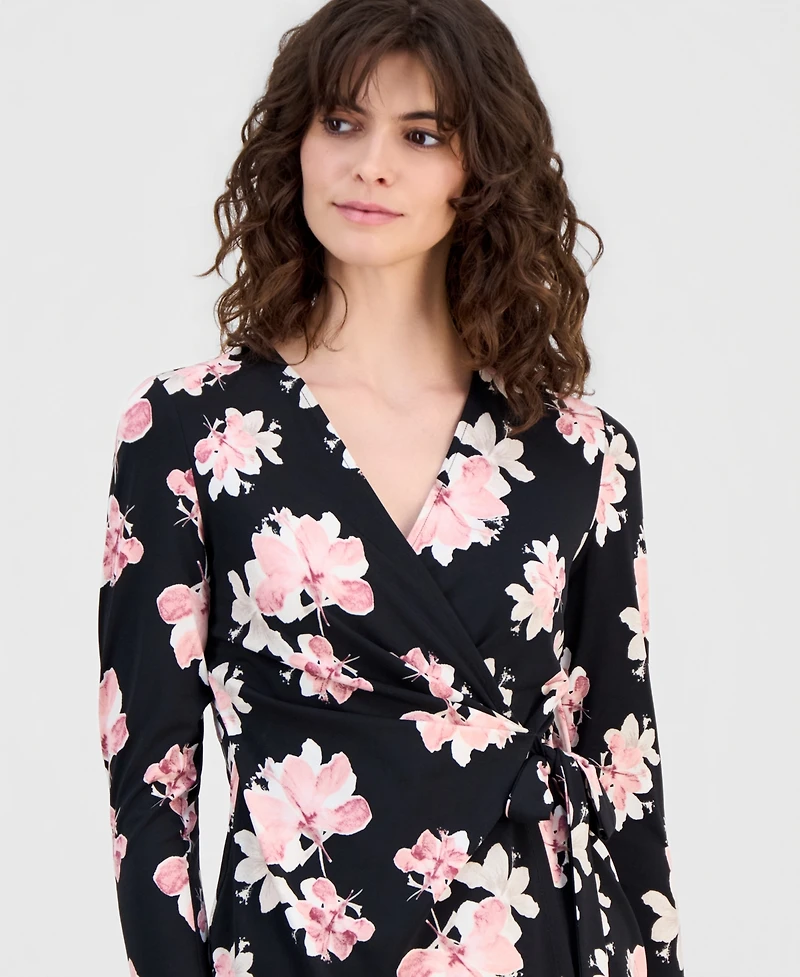 Anne Klein Women's 3/4-Sleeve Wrap Top