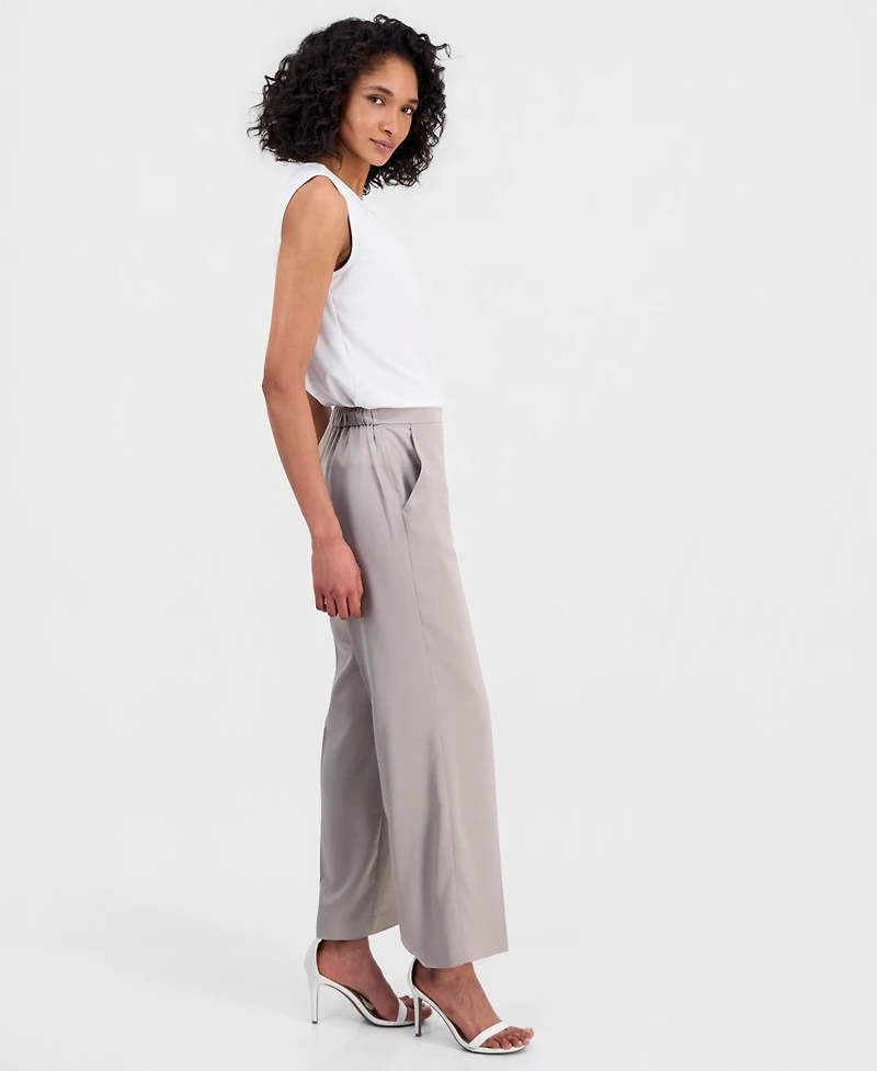 Anne Klein Women's High-Rise Pull-On Satin Trousers
