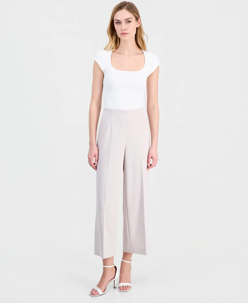 Anne Klein Women's High-Rise Cropped Wide-Leg Pants