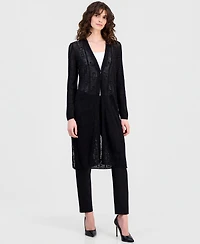 Anne Klein Women's Geometric-Knit Duster Cardigan