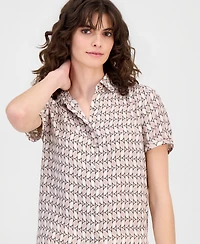 Anne Klein Women's Short-Sleeve Button-Front Blouse