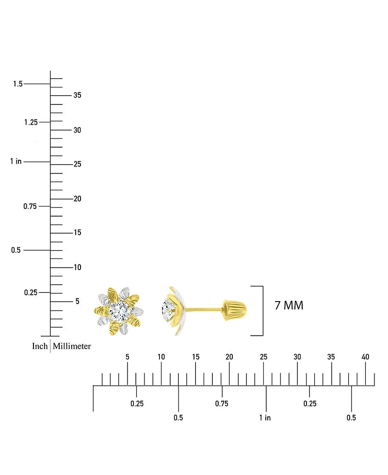 Macy's 14K Two-Tone Gold Double Flower Stud Earrings