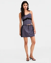 Bar Iii Women's Lace-Trim Cropped Top, Macy's Exclusive