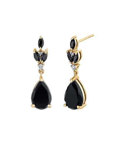 Macy's Onyx (3-1/8 ct. t.w.) & Diamond Accent Drop Earrings in 10k Yellow Gold