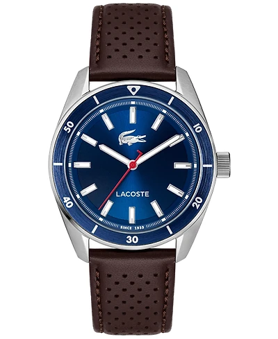 Lacoste Men's Boston Brown Leather Strap Watch, 39mm