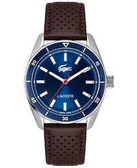 Lacoste Men's Boston Brown Leather Strap Watch, 39mm