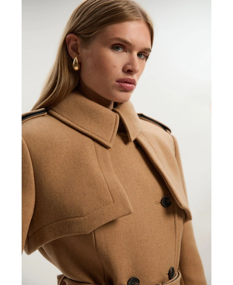Karen Millen Women's Wool Mix Belted Trench Maxi Coat