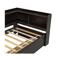 Cesicia Twin L-Shaped Bookcase Bed 2 Storage Drawers, Space-Saving Study