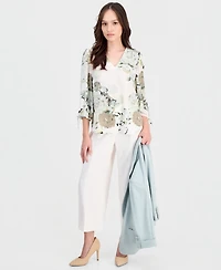 Anne Klein Essentials Petite 3/4-Sleeve Tie-Cuff Blouse