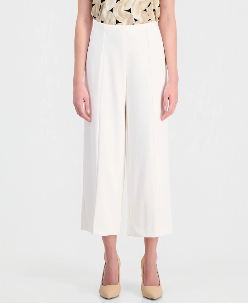 Anne Klein Essentials Petite Seamed Cropped Pull-On Pants