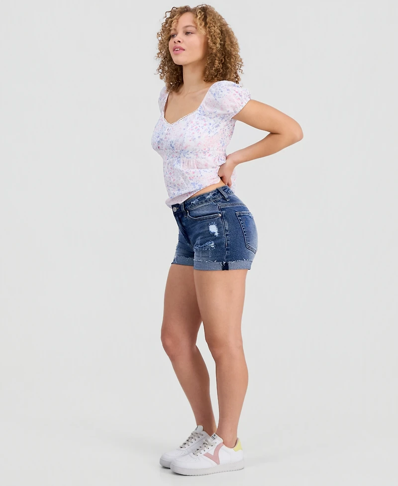 Madden Girl Juniors' Destructed Denim Shorts