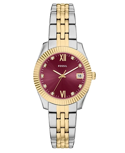 Fossil Women's Scarlette Three-Hand Date Two-Tone Stainless Steel Watch, 32mm