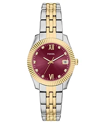 Fossil Women's Scarlette Three-Hand Date Two-Tone Stainless Steel Watch, 32mm