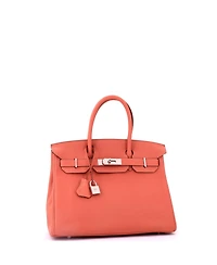 Pre-Owned Hermes Birkin 30 Handbag Pink Clemence with Palladium Hardware