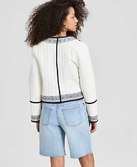 And Now This Women's Embroidered Seamed Cotton Jacket, Macy's Exclusive