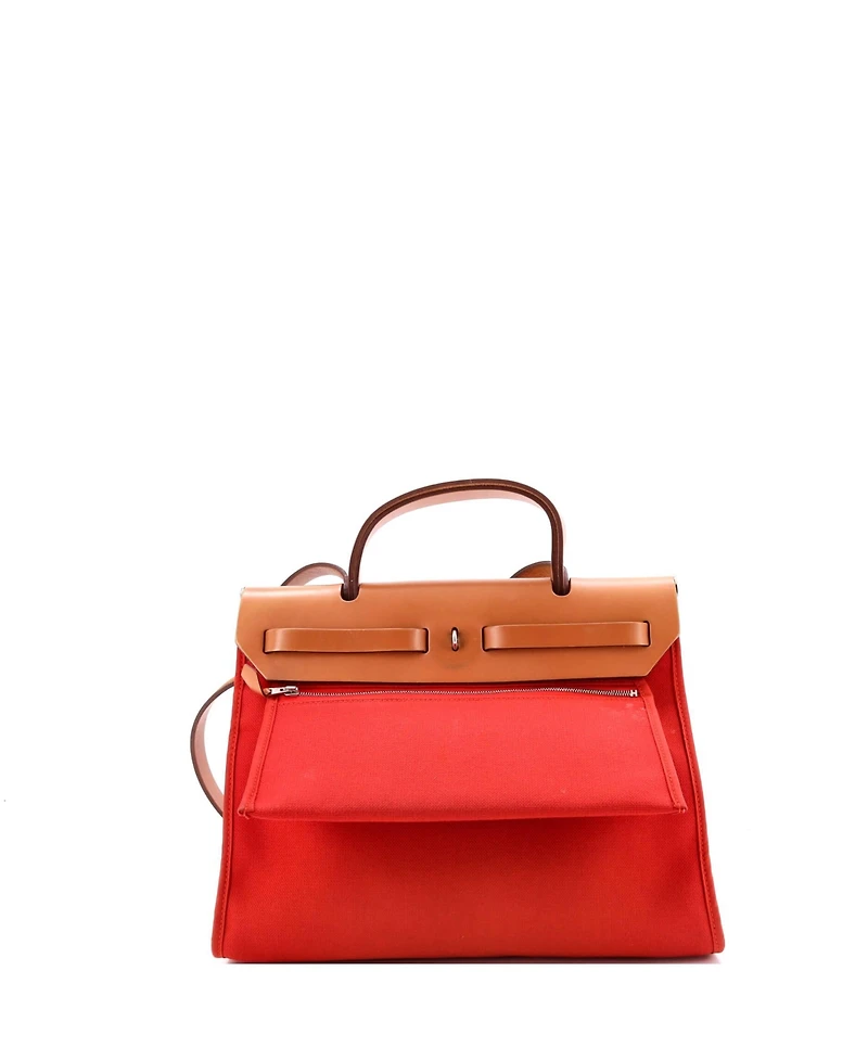 Pre-Owned HERMES 31 Herbag Zip Leather and Toile