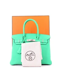 Pre-Owned Hermes Birkin 30 Handbag Green Togo with Palladium Hardware