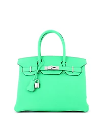 Pre-Owned Hermes Birkin 30 Handbag Green Togo with Palladium Hardware