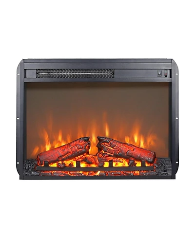 Clihome 23 inch Electric Fireplace Insert Heater with Log Set & Realistic Flame, Overheating Protection without Control