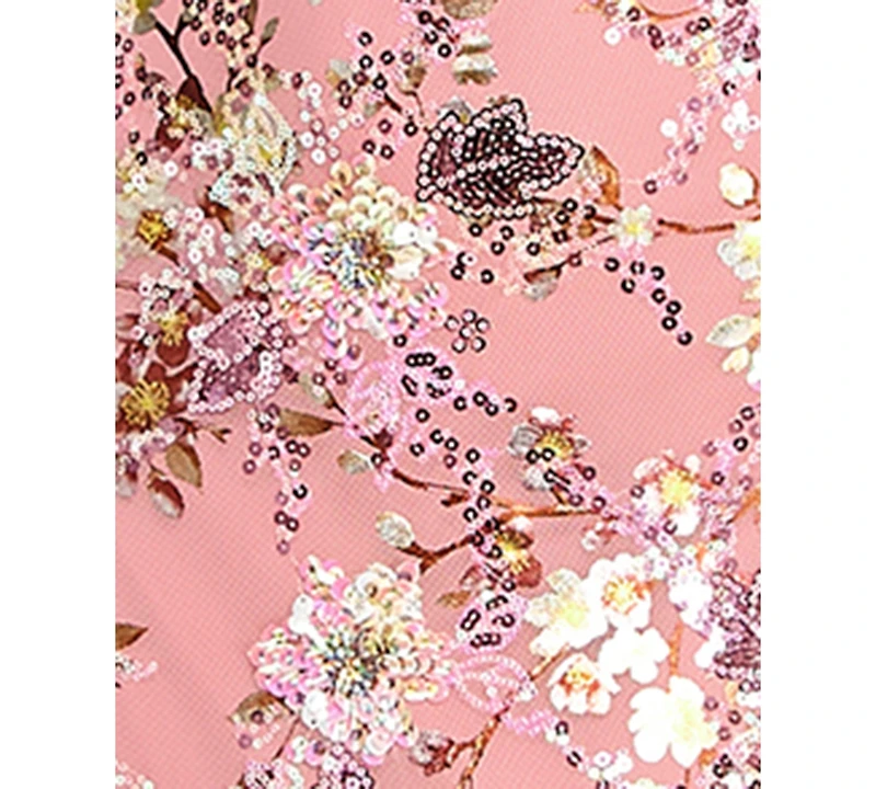 Emerald Sundae Juniors' Floral Sequin Scoop Neck Gown