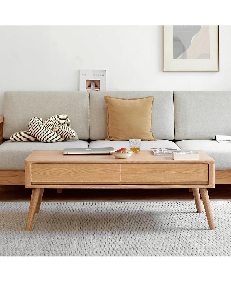 Boyel Living Solid Wood Lift-Top Coffee Table with Hidden Storage & Rounded Corners