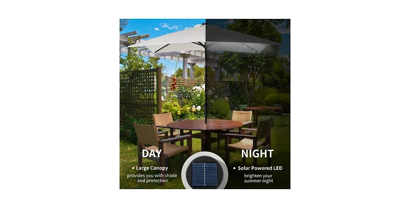 One 10ft Outdoor Market Patio Umbrella with 8 Sturdy Ribs, Tilt/Crank Push Button for Garden, Deck, Backyard and Pool