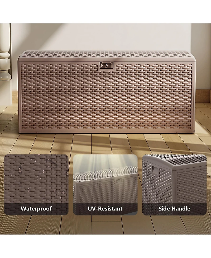 Decksplore Massive 150 Gallon Outdoor Storage Box Waterproof Lockable Resin Deck Box for Patio Pool and Garden