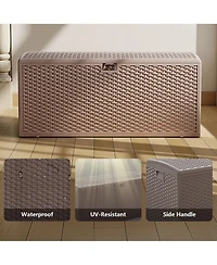 Decksplore Massive 150 Gallon Outdoor Storage Box Waterproof Lockable Resin Deck Box for Patio Pool and Garden