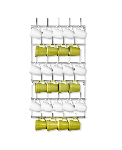 Sorbus 6-Tier Wall Mounted Metal Mug Holder Rack - Display Organizer for Coffee Mugs, Tea Cups, Mason Jars, and More - Holds 27 Mugs