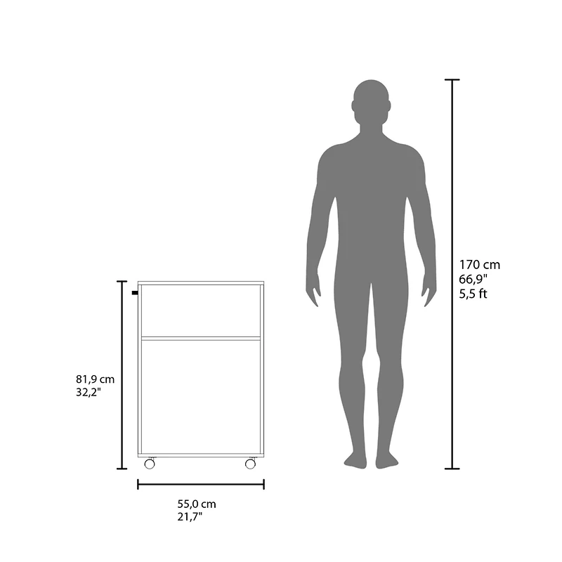 Fm Furniture Concho Rolling Storage Cart, Versatile Compact Design for Easy Bathroom and Home Organization