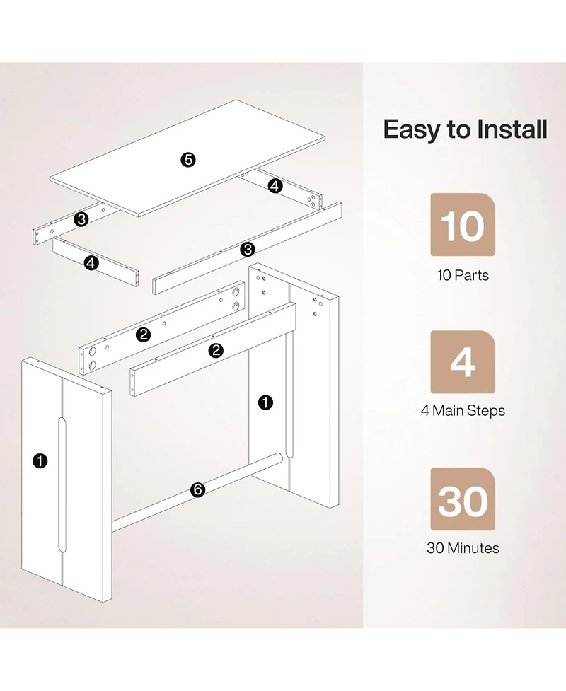 Tribesigns Bar Table, 41.3" Pub Table with Metal Footrest