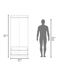 Fm Furniture Forest 2 Door Wardrobe with Hanging Rod and 2 Drawers, Wengue