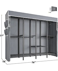 Raybee Clothes Rack with Cover,Clothing Rack for Hanging Clothes,Portable Closet,Adjustable,1150LBS