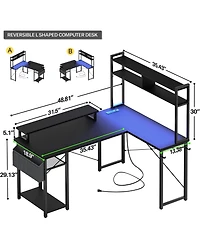 Aheaplus 49'' Small L Shaped Desk with Hutch