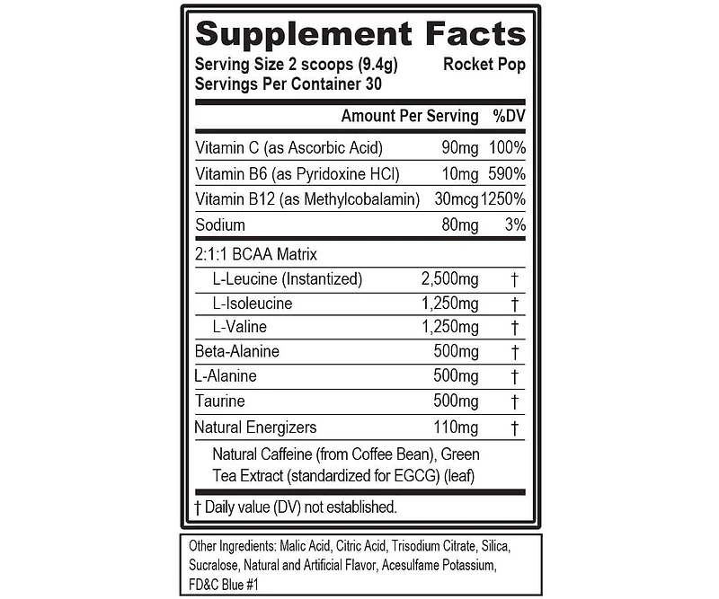 Evl Bcaas Amino Acids Powder - Rehydrating BCAA Powder Post Workout Recovery Drink with Natural Caffeine