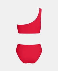 Cupshe Women's One-Shoulder High-Waist Bikini Set with Metal Detail