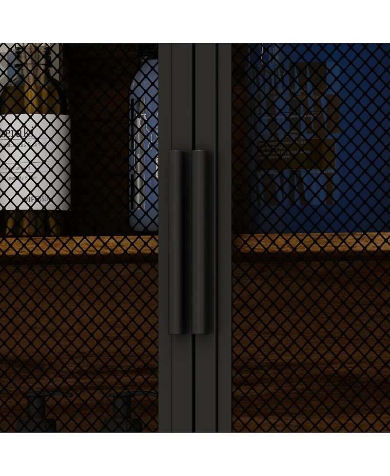 Toilet Storage with Metal Mesh Doors and Adjustable Shelves