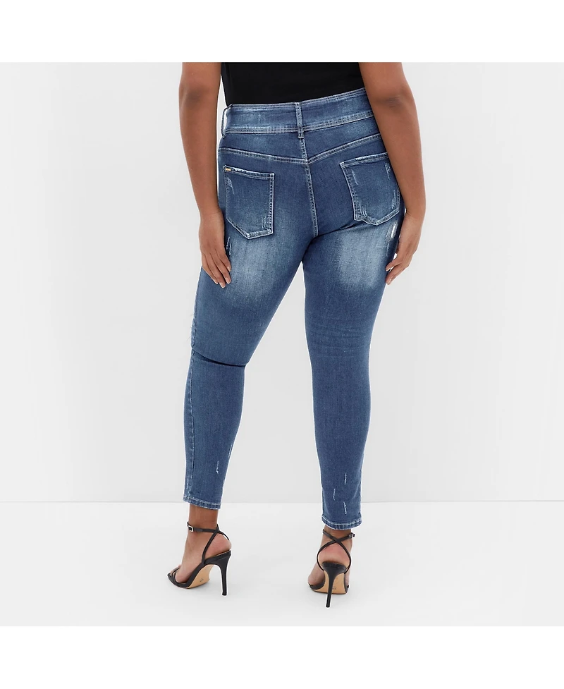 City Chic Plus Patched Apple Skinny Jean