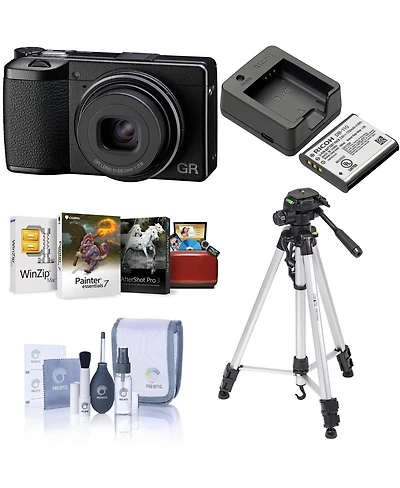 Ricoh Gr IIIx Hdf Digital Camera, Bundle with Extra Battery & Charger, Tripod with Head, Mac Software Suite, Inclues Cleaning Accessories